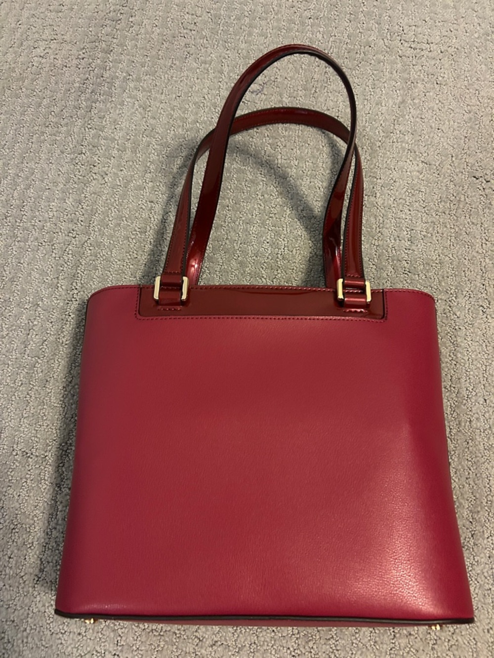 Calvin Klein Cherry Red Patent-Trim Tote - Picture 2 of 7